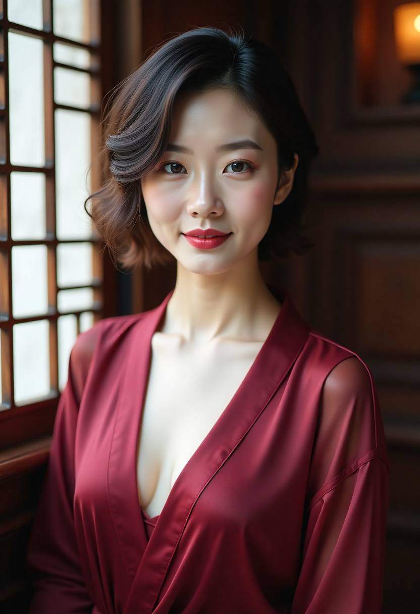 秋日林间小路上的一家人